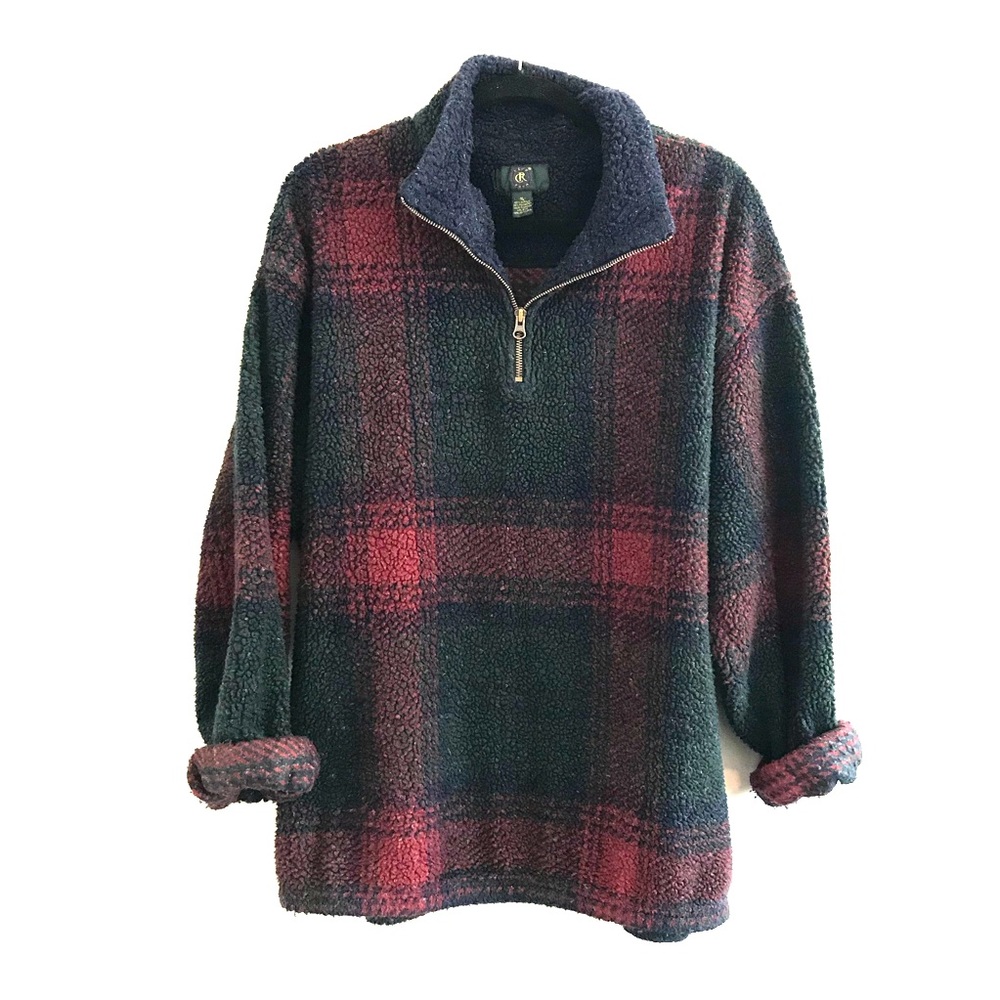 Fluffy Fleece Plaid Pullover